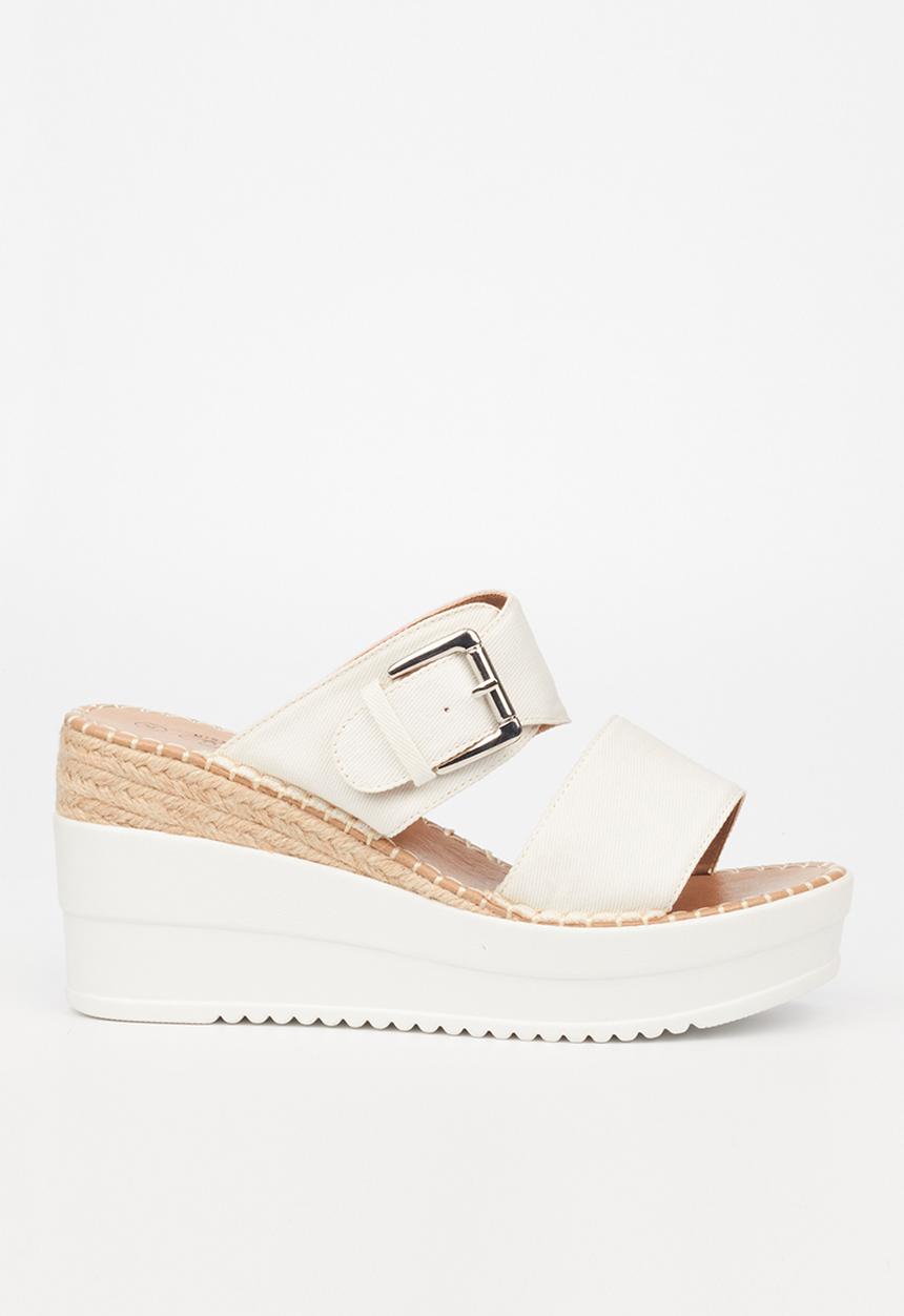 Miss Black - Wild3 mule wedge heel - white