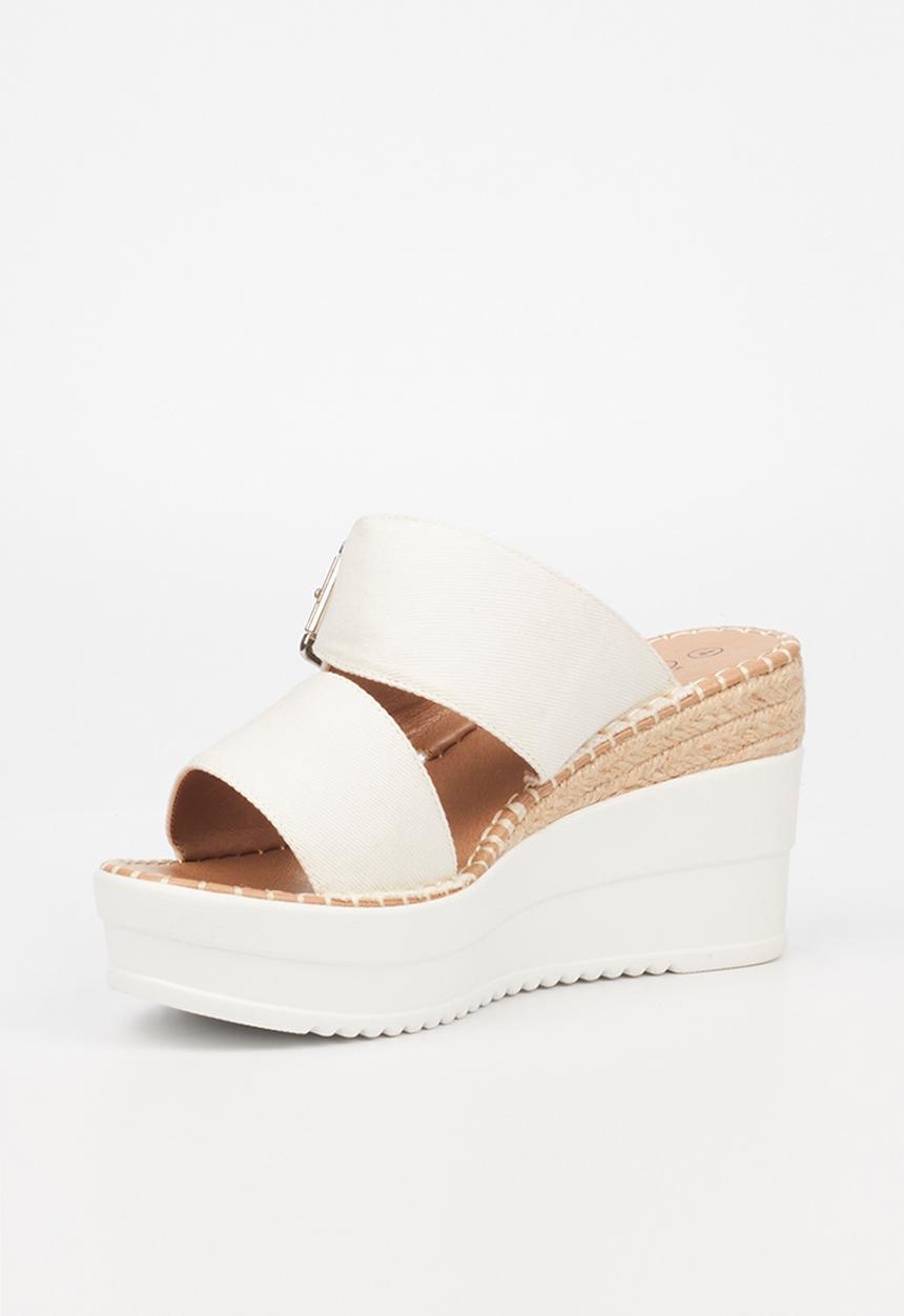 Miss Black - Wild3 mule wedge heel - white