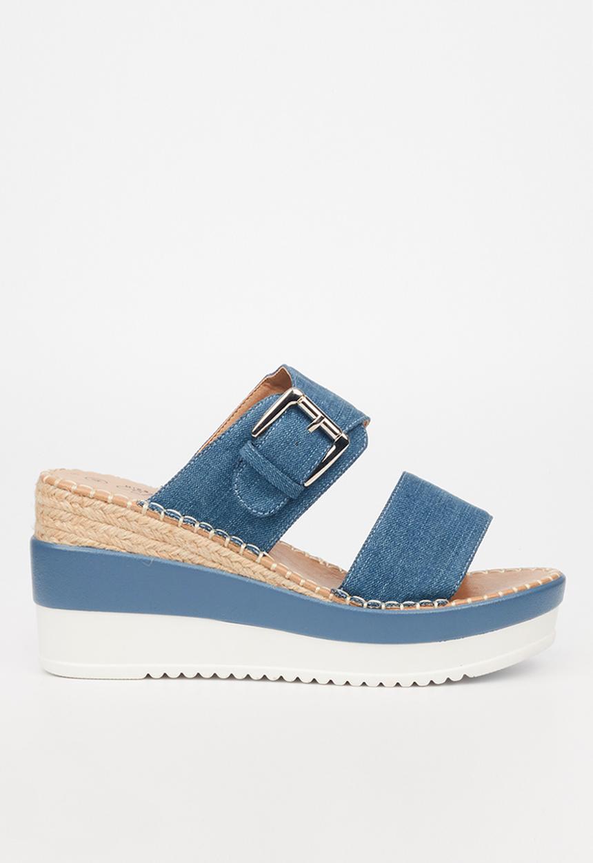 Miss Black - Wild3 mule wedge heel - blue