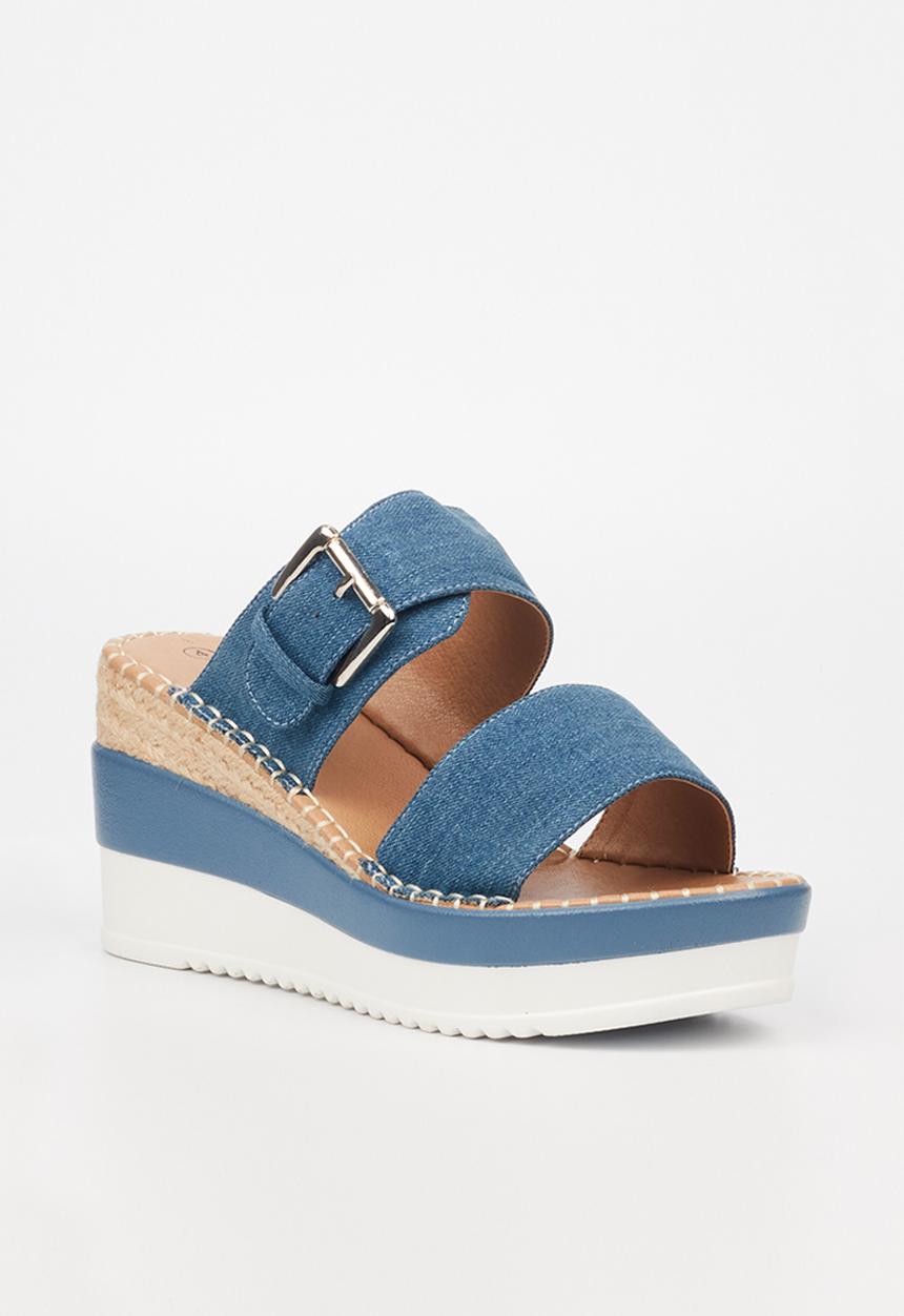 Miss Black - Wild3 mule wedge heel - blue