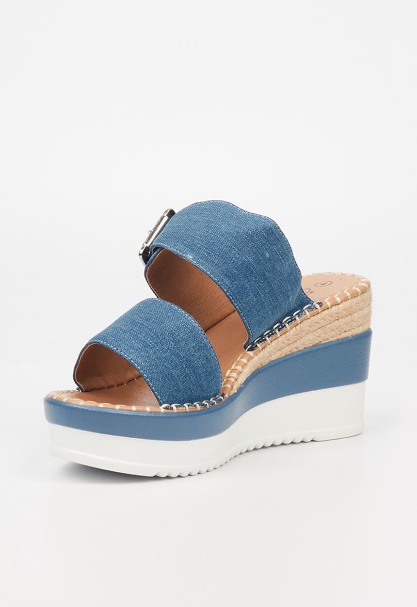 Miss Black - Wild3 mule wedge heel - blue