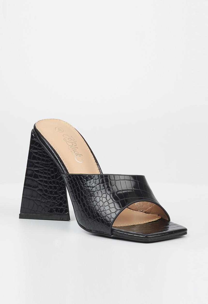 Miss Black - Trilogy4 mule block heel - black