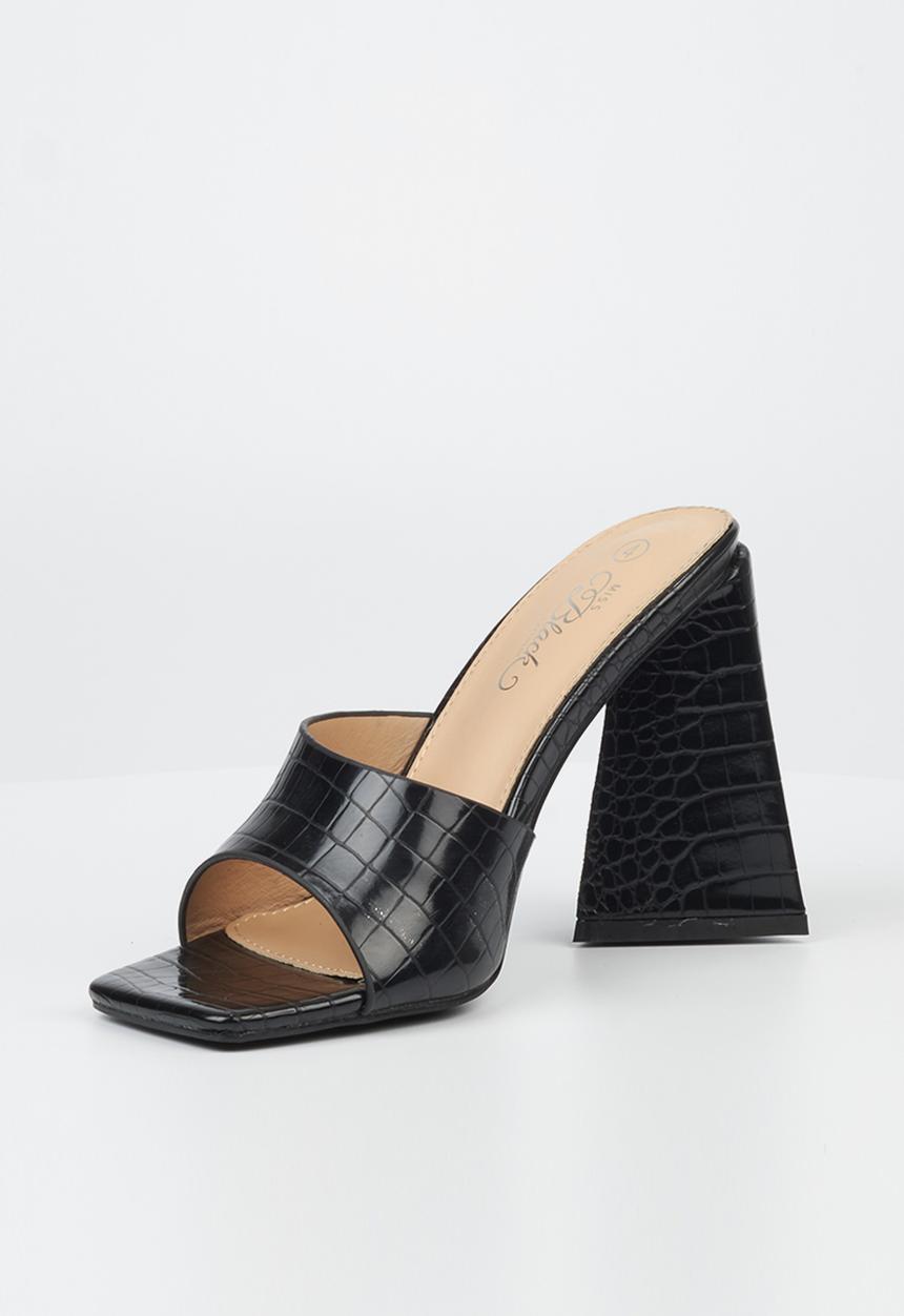 Miss Black - Trilogy4 mule block heel - black