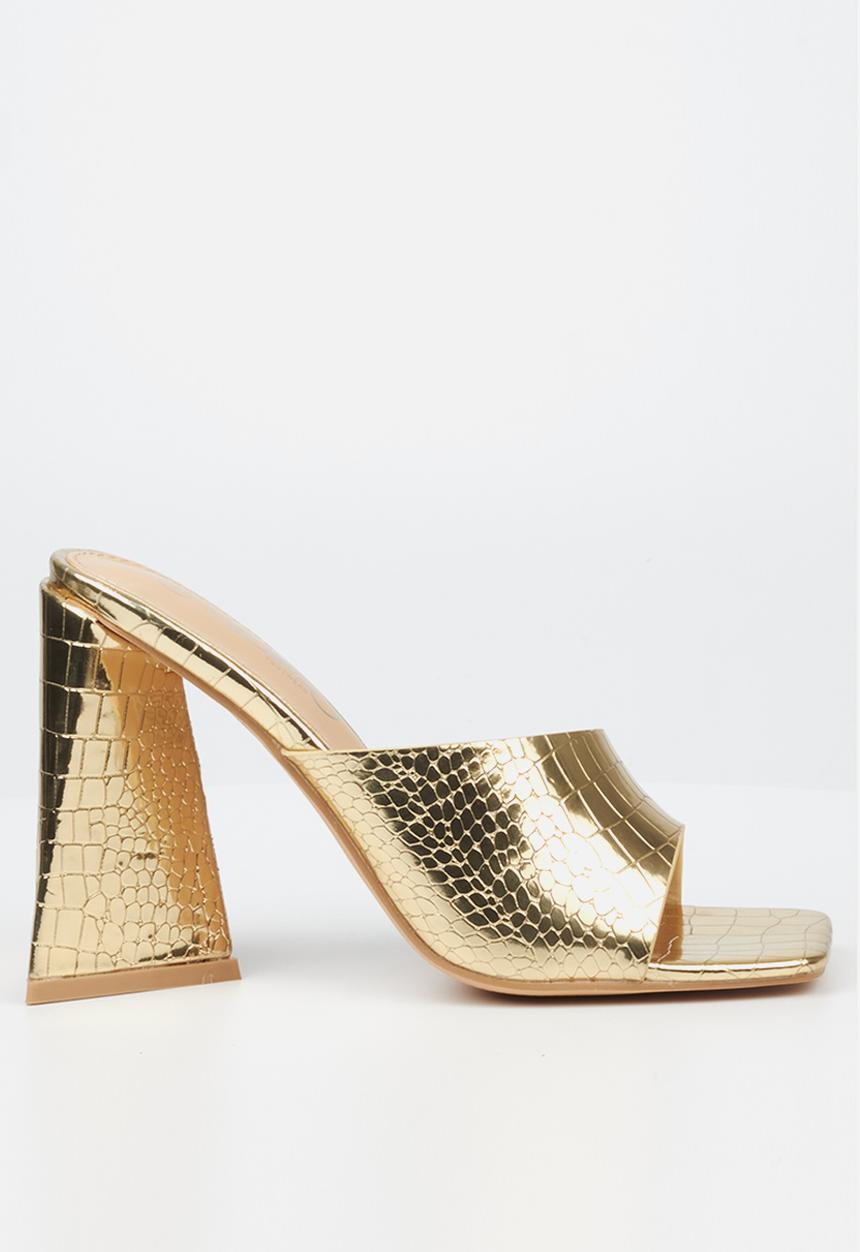Miss Black - Trilogy4 mule block heel - gold