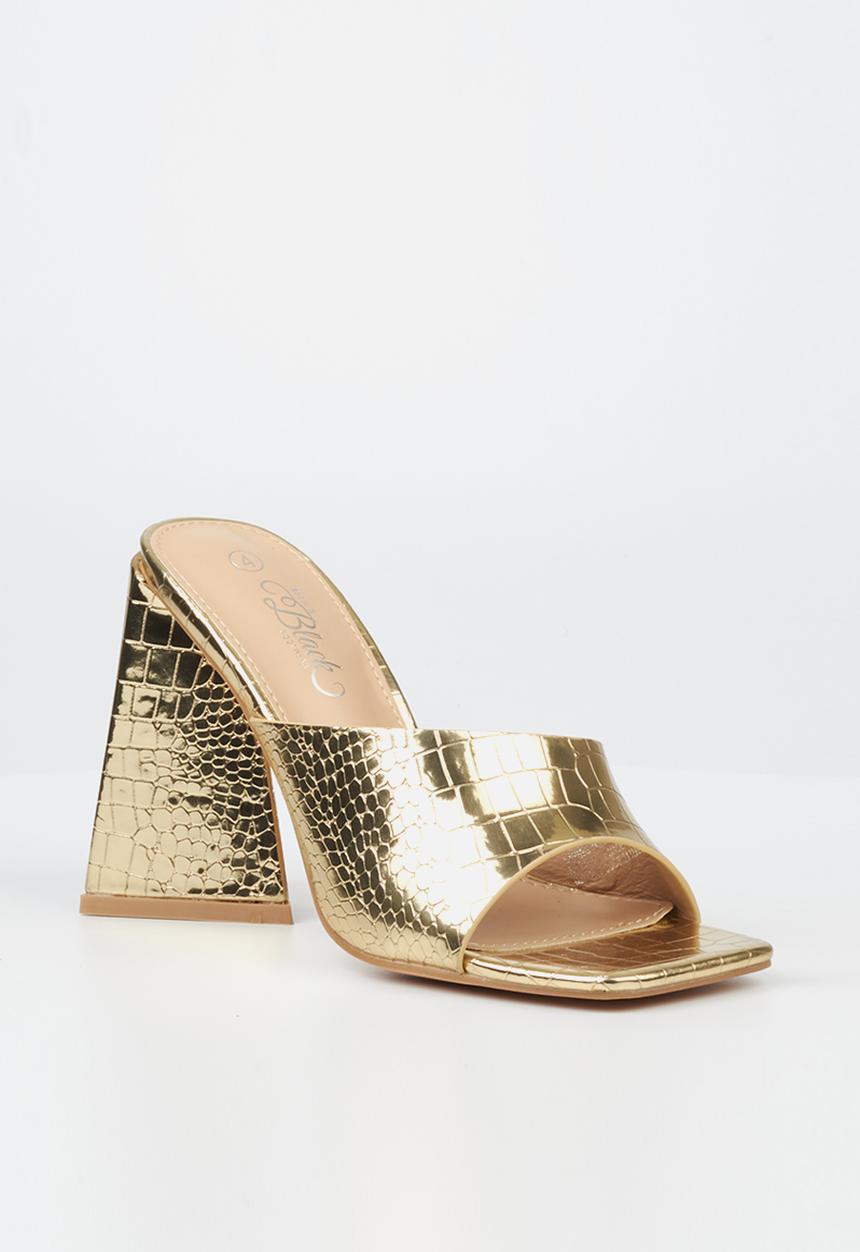 Miss Black - Trilogy4 mule block heel - gold