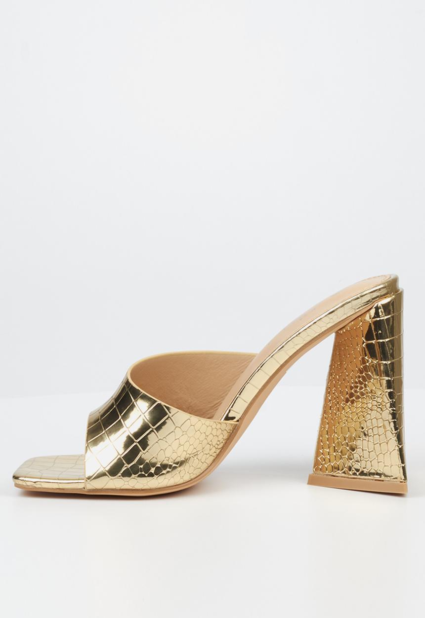 Miss Black - Trilogy4 mule block heel - gold