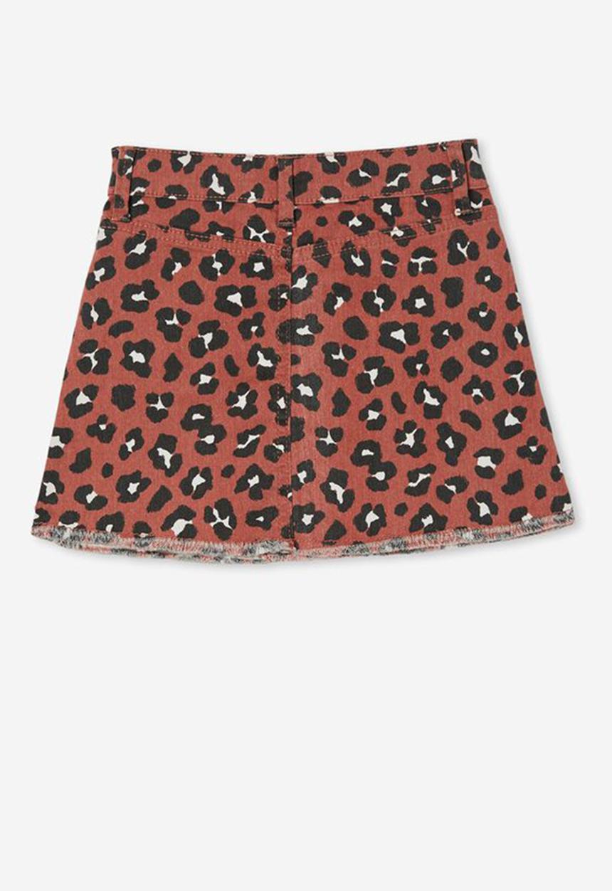Cotton On - Fifi denim skirt - amber brown/leopard
