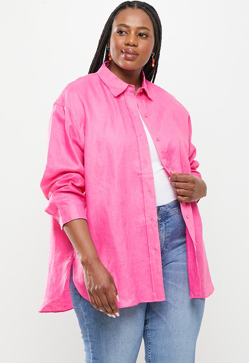 Me&B - Plus longer length long sleeve shirt - hot pink
