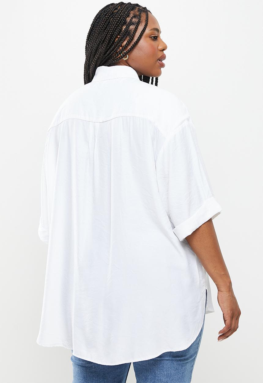 Me&B - Plus oversized shirt - white bamboo plain