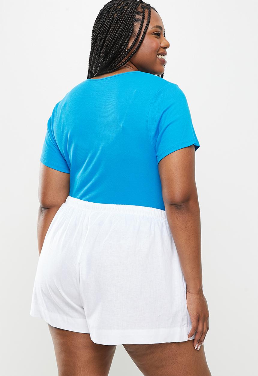Cotton On - Curve the one organic rib crew short sleeve tee - true blue