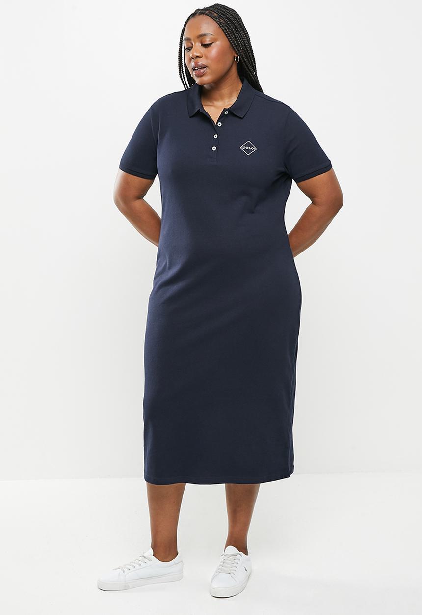 POLO - Plus kingsley short sleeve long line golfer dress - navy