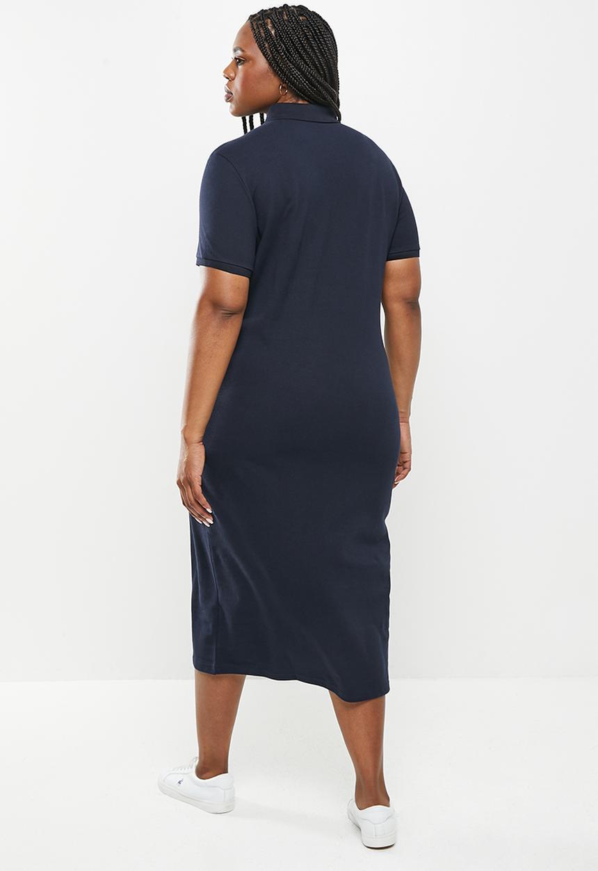 POLO - Plus kingsley short sleeve long line golfer dress - navy