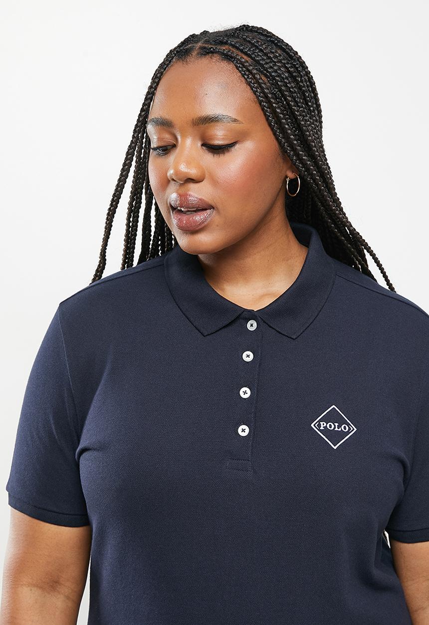 POLO - Plus kingsley short sleeve long line golfer dress - navy