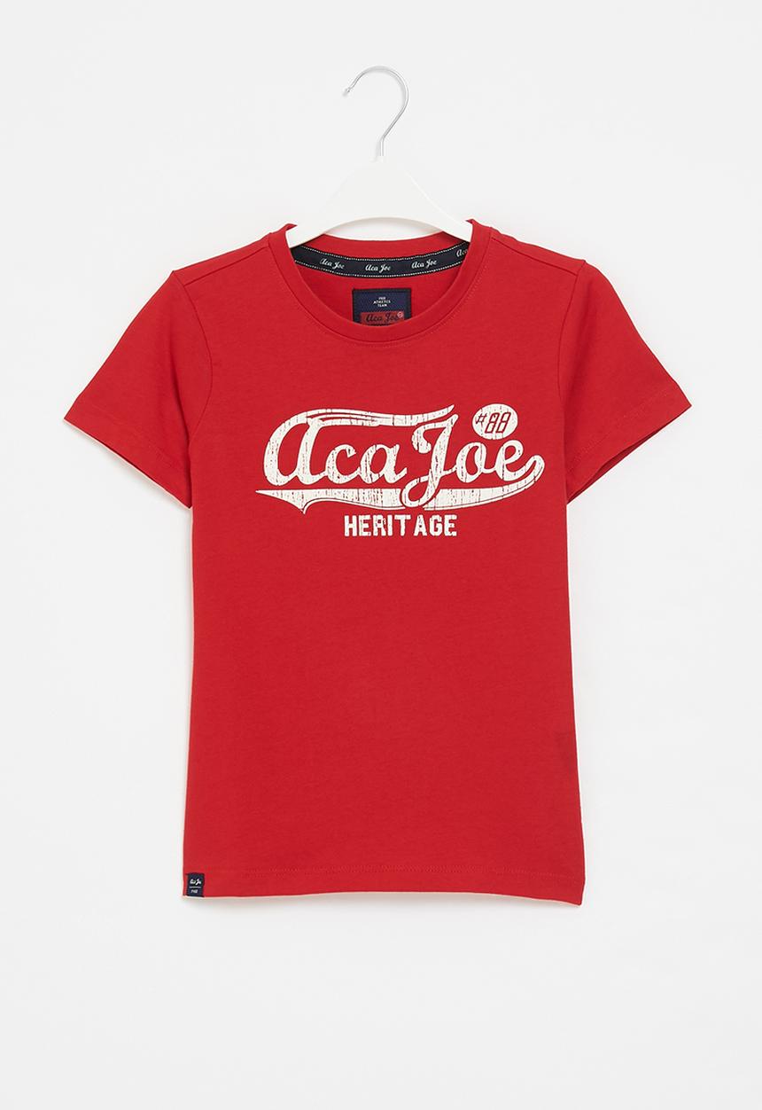 Aca Joe - Boys aca joe crackel heritage print tee - red