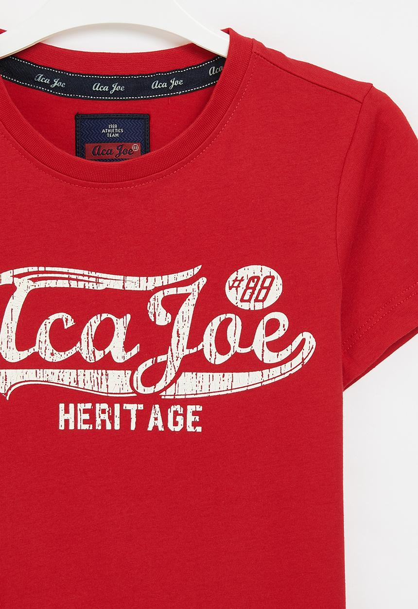 Aca Joe - Boys aca joe crackel heritage print tee - red