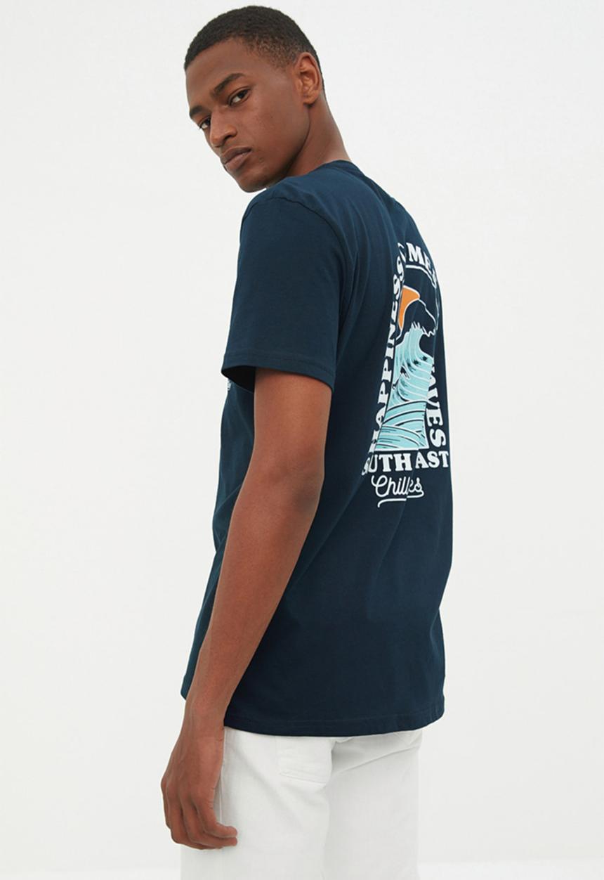 Trendyol - Happiness comes in waves regular fit tee - navy