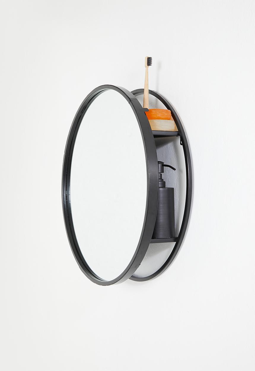 Bathroom Solutions - Store-it round mirror 50cm - black