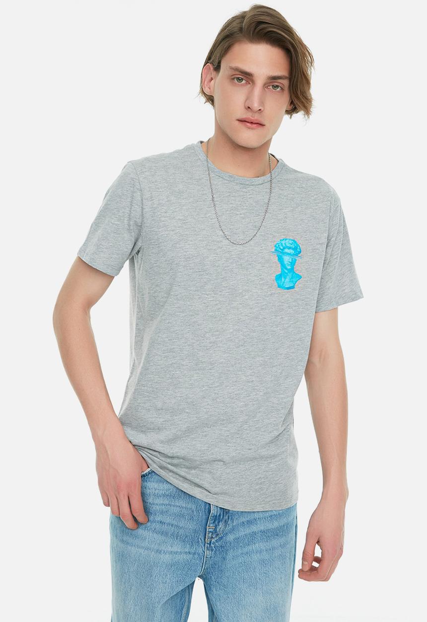 Trendyol - Rebellious short sleeve regular fit back print tee - grey