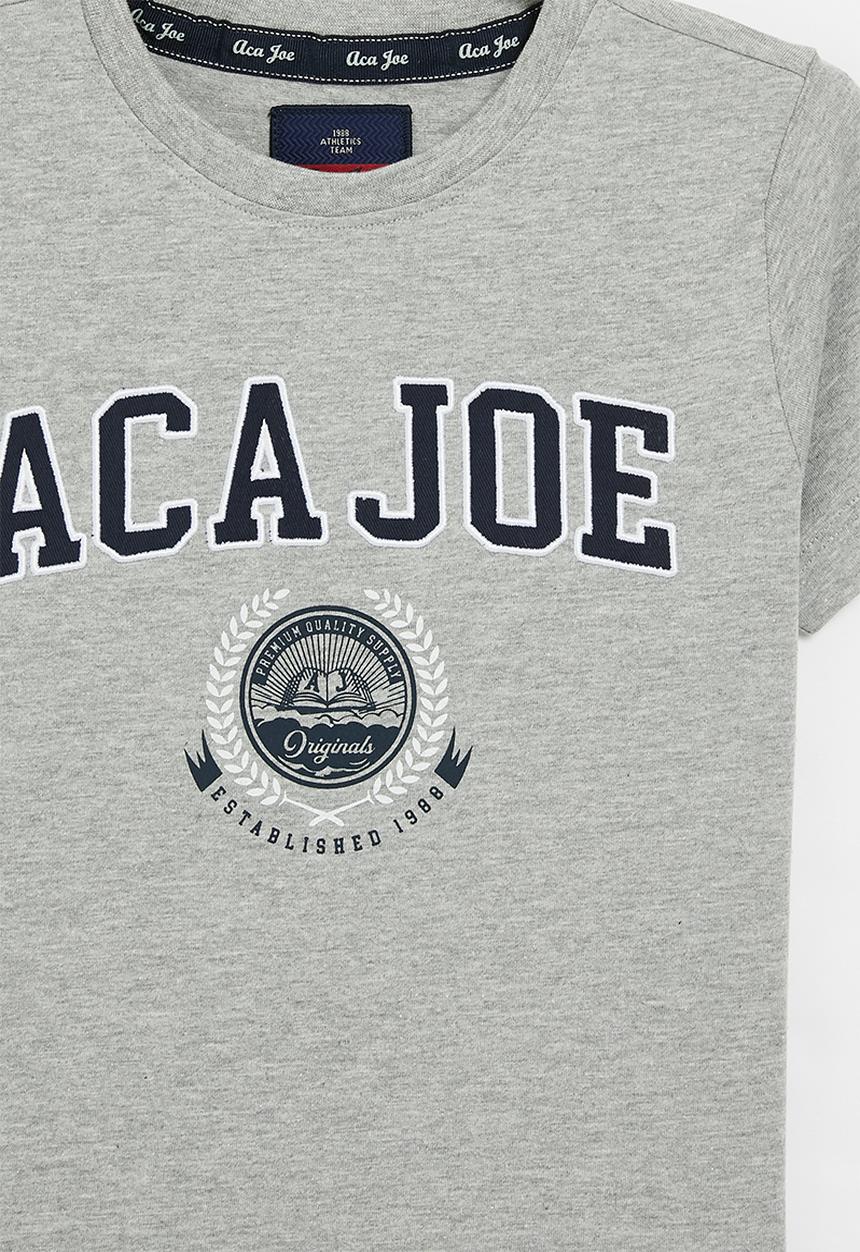 Aca Joe - Boys aca joe emblem print tee - grey melange