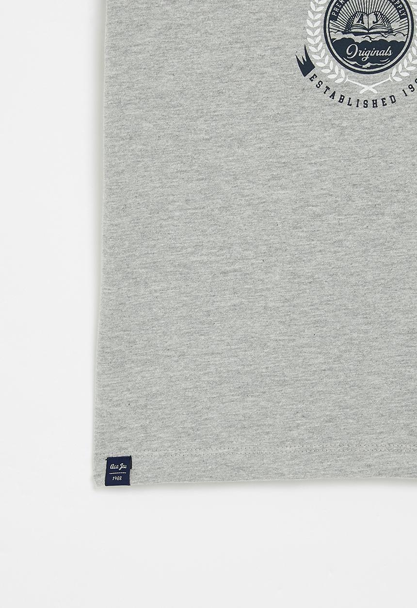 Aca Joe - Boys aca joe emblem print tee - grey melange