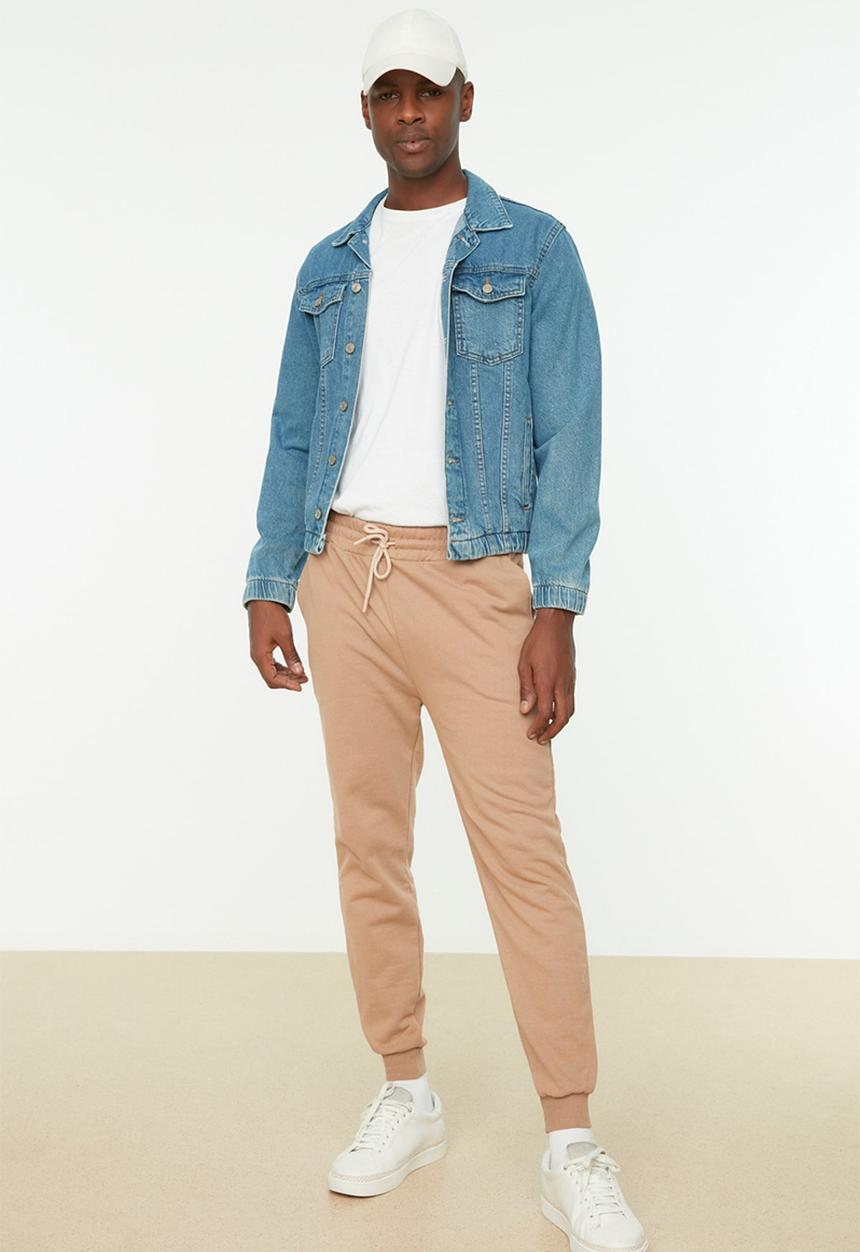 Trendyol - Cuffed basic sweatpants - beige