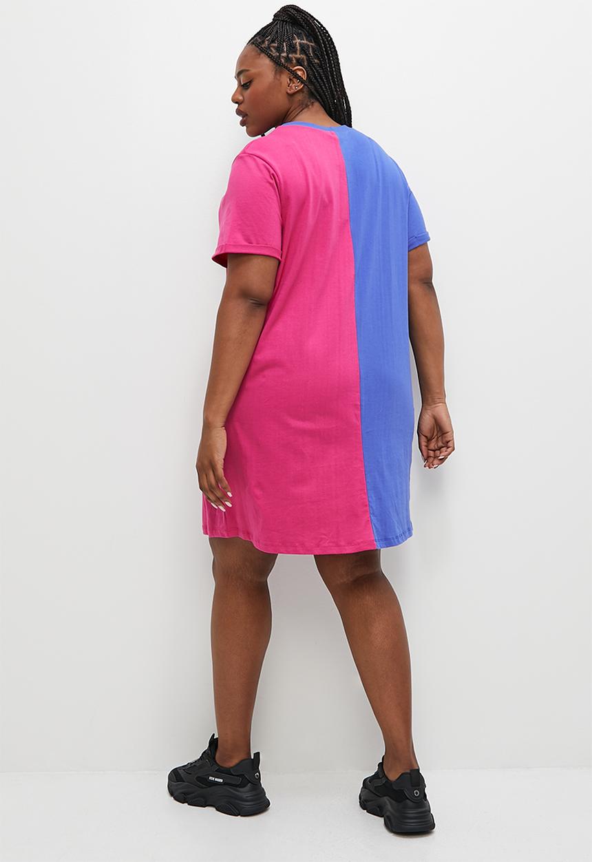 Blake - Mini graphic T-shirt dress - blue & pink