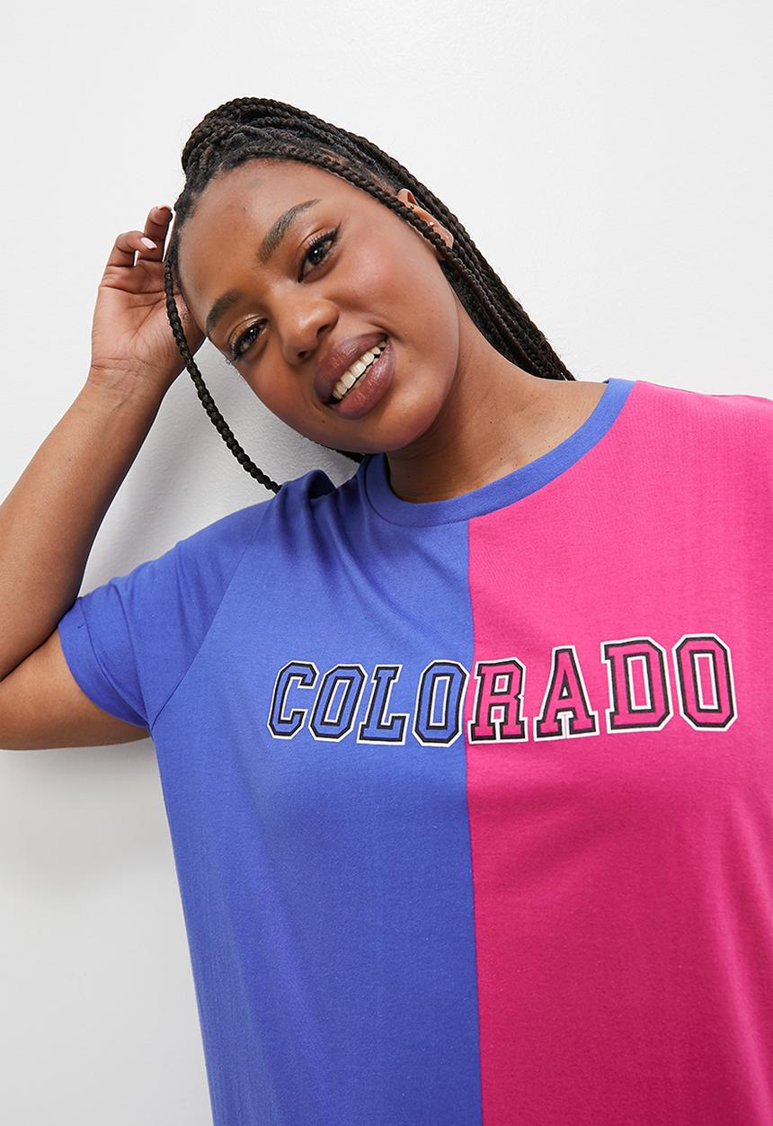 Blake - Mini graphic T-shirt dress - blue & pink