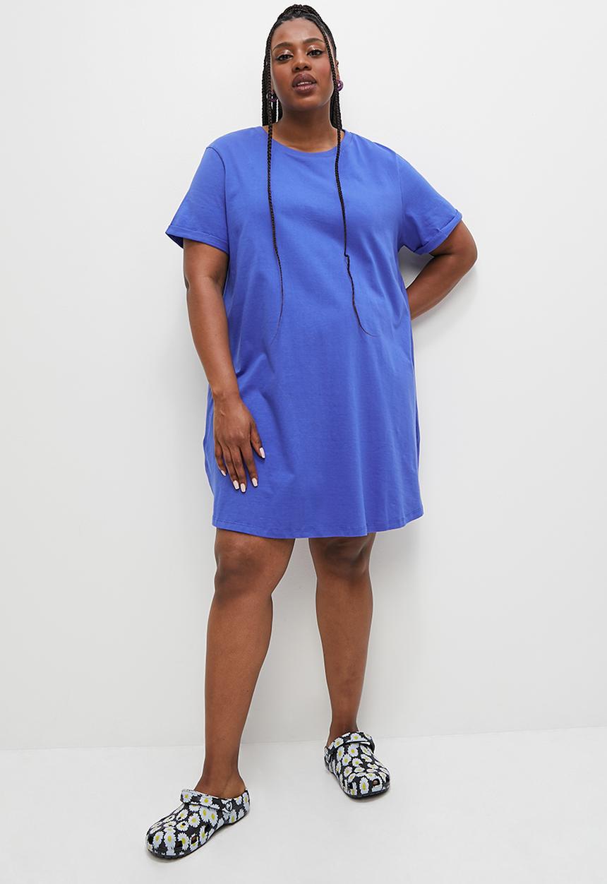 Blake - Plus mini T-shirt dress - cobalt