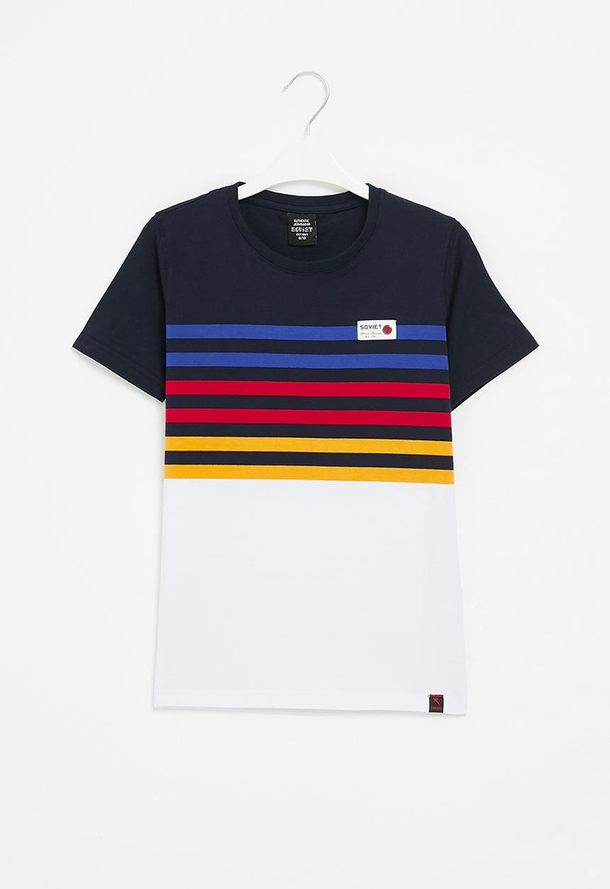 SOVIET - B porter crew neck yarn dye stripe tee - navy