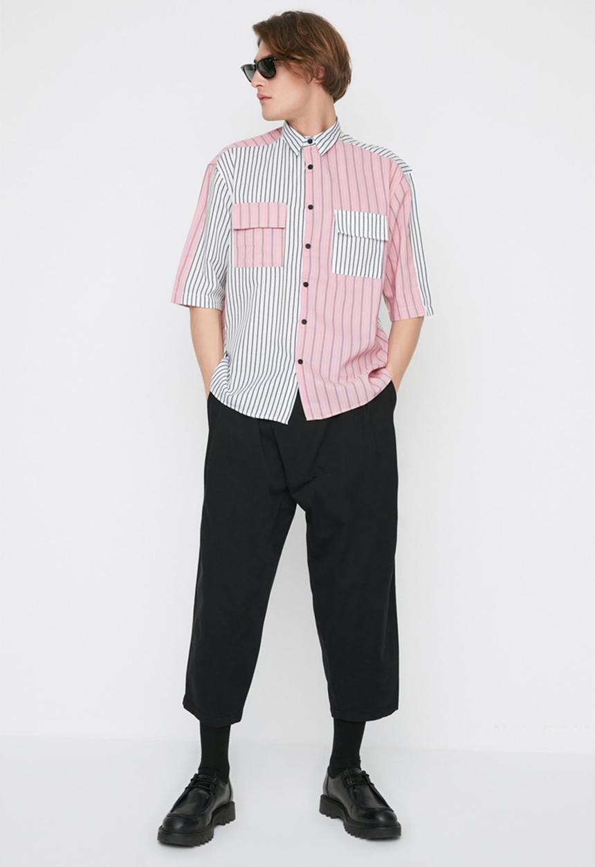 Trendyol - Boxy fit short sleeve stripe shirt - multi