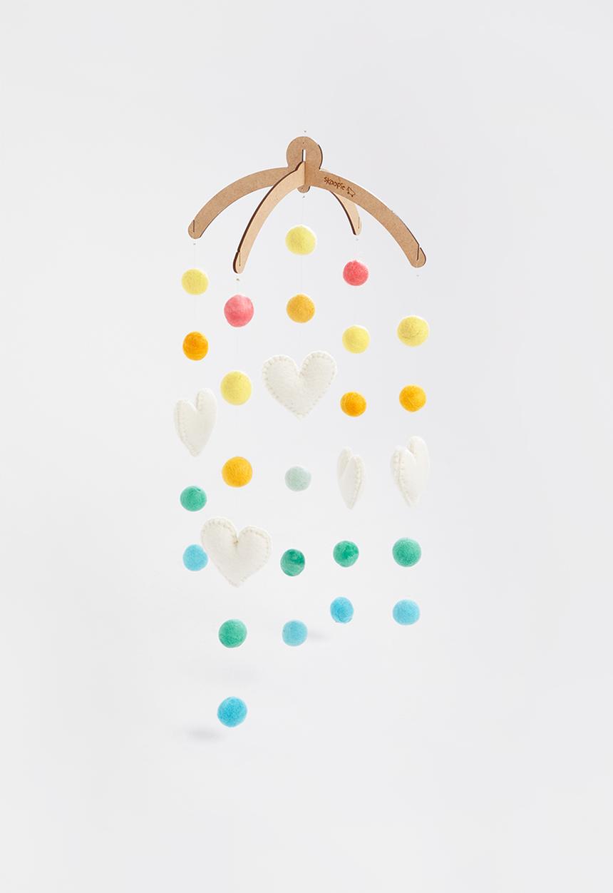 Skaapie - Bobble & heart mobile - multi