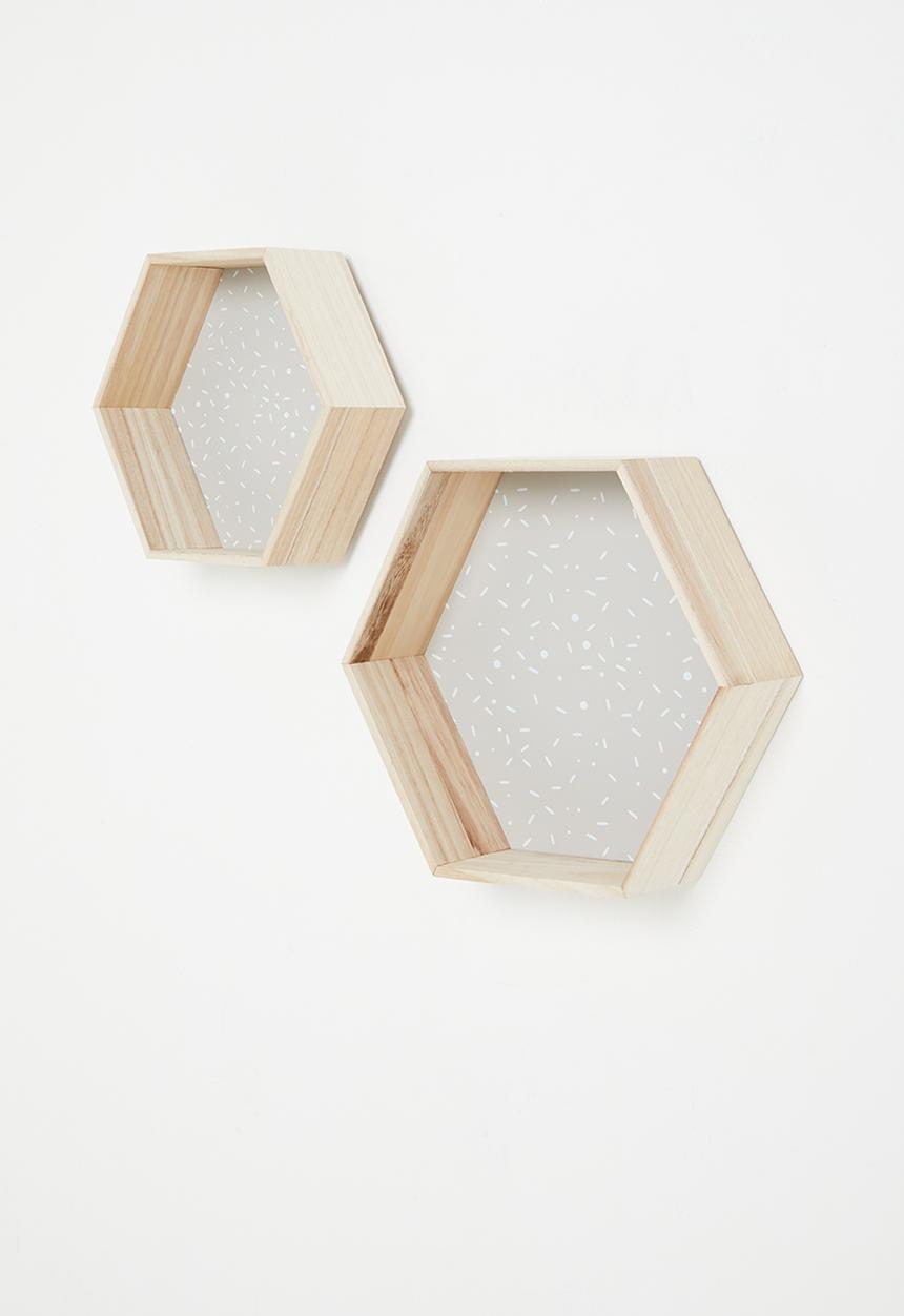 H&S - Confetti hex shelves - grey