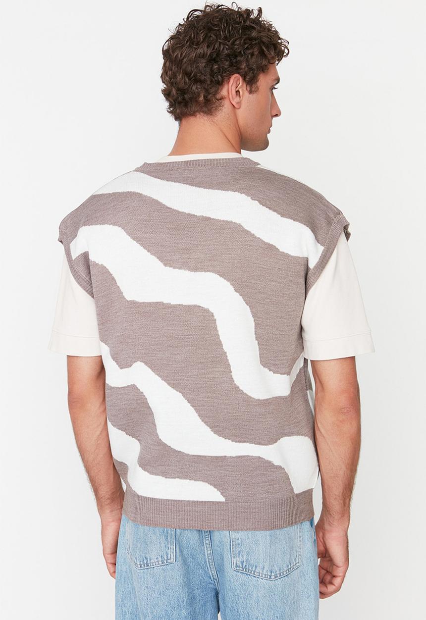 Trendyol - Colour block oversized sleeveless sweater - mink