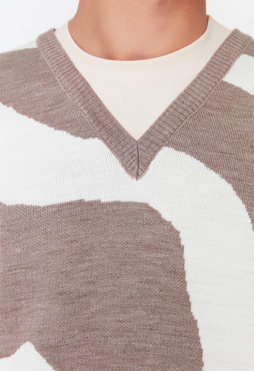 Trendyol - Colour block oversized sleeveless sweater - mink