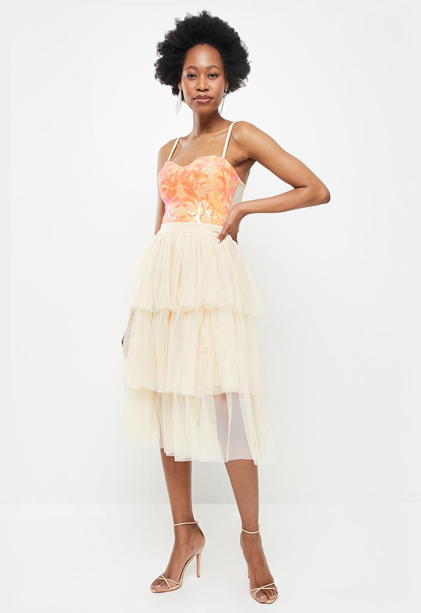 SISSY BOY - Mixed tulle dress - orange & beige 