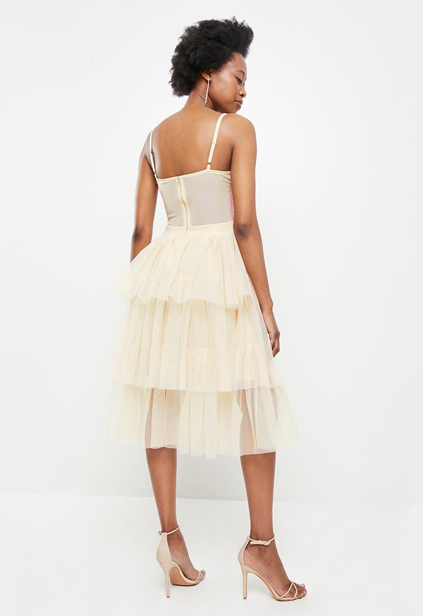 SISSY BOY - Mixed tulle dress - orange & beige 