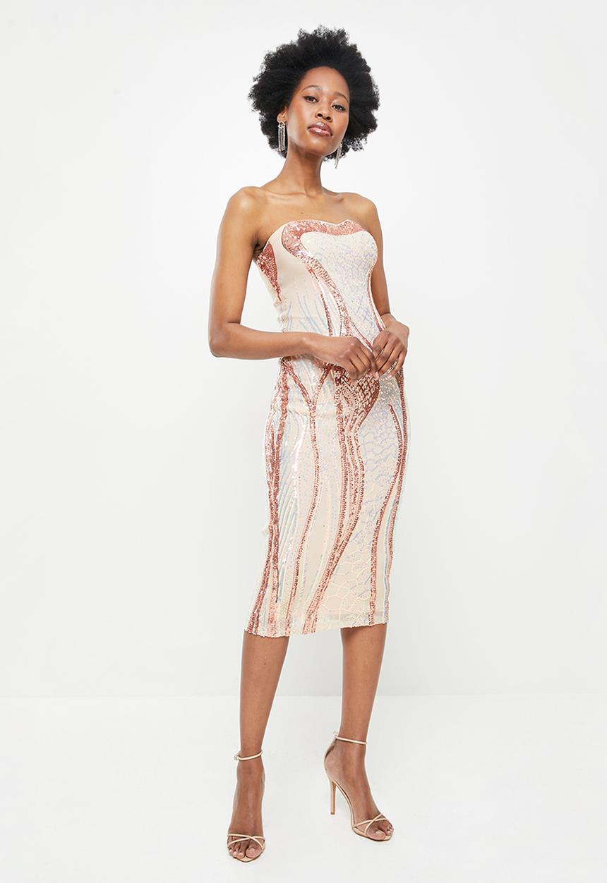 SISSY BOY - Boob tube midi dress - rose gold