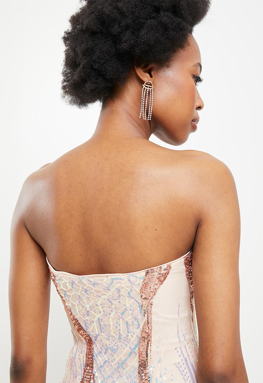 SISSY BOY - Boob tube midi dress - rose gold