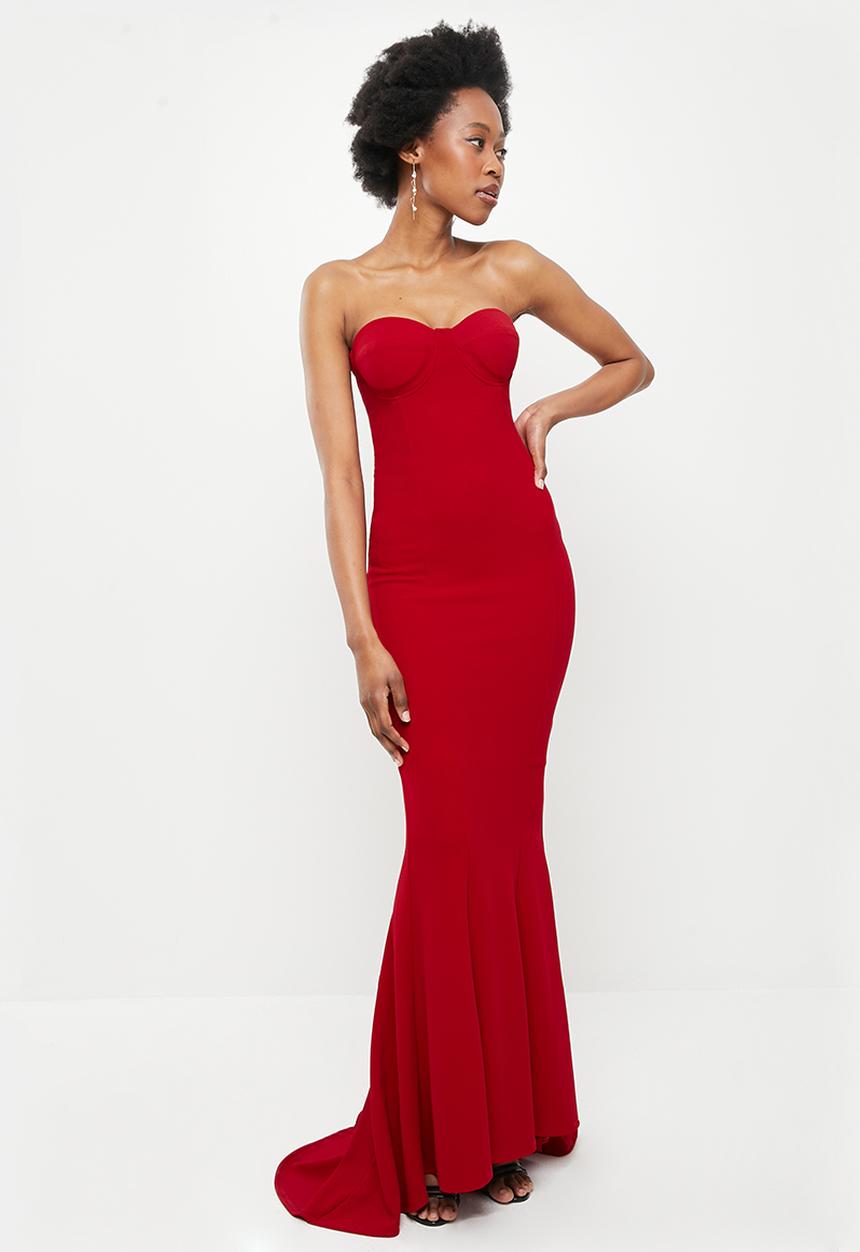 SISSY BOY - Boob tube maxi with cups - deep red