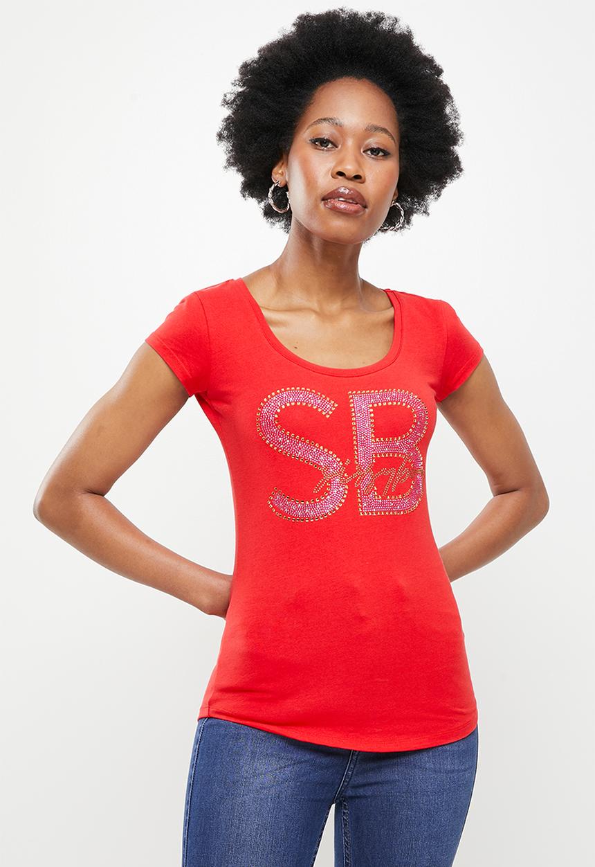 SISSY BOY - Logo top with cap sleeves - red