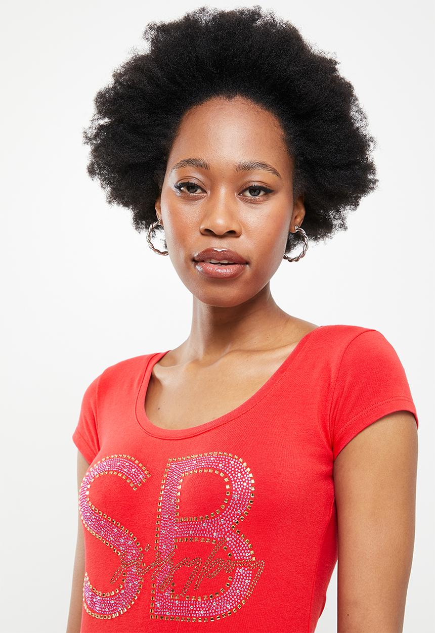 SISSY BOY - Logo top with cap sleeves - red