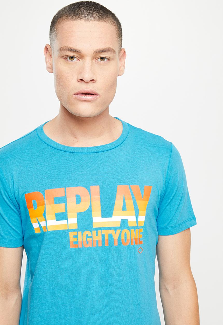 Replay - Basic jersey 81 print - teal