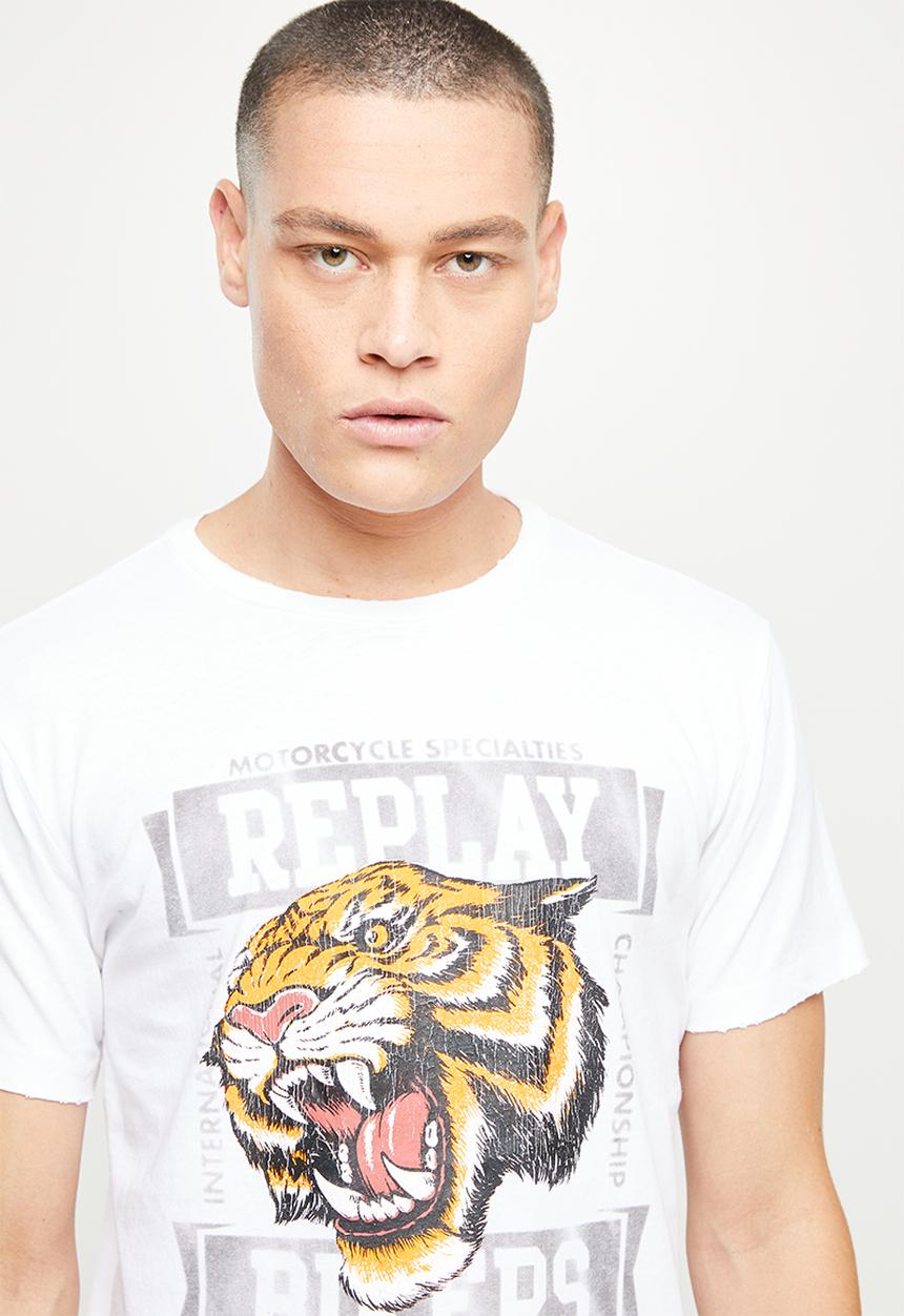 Replay - Replay tiger face tee - white