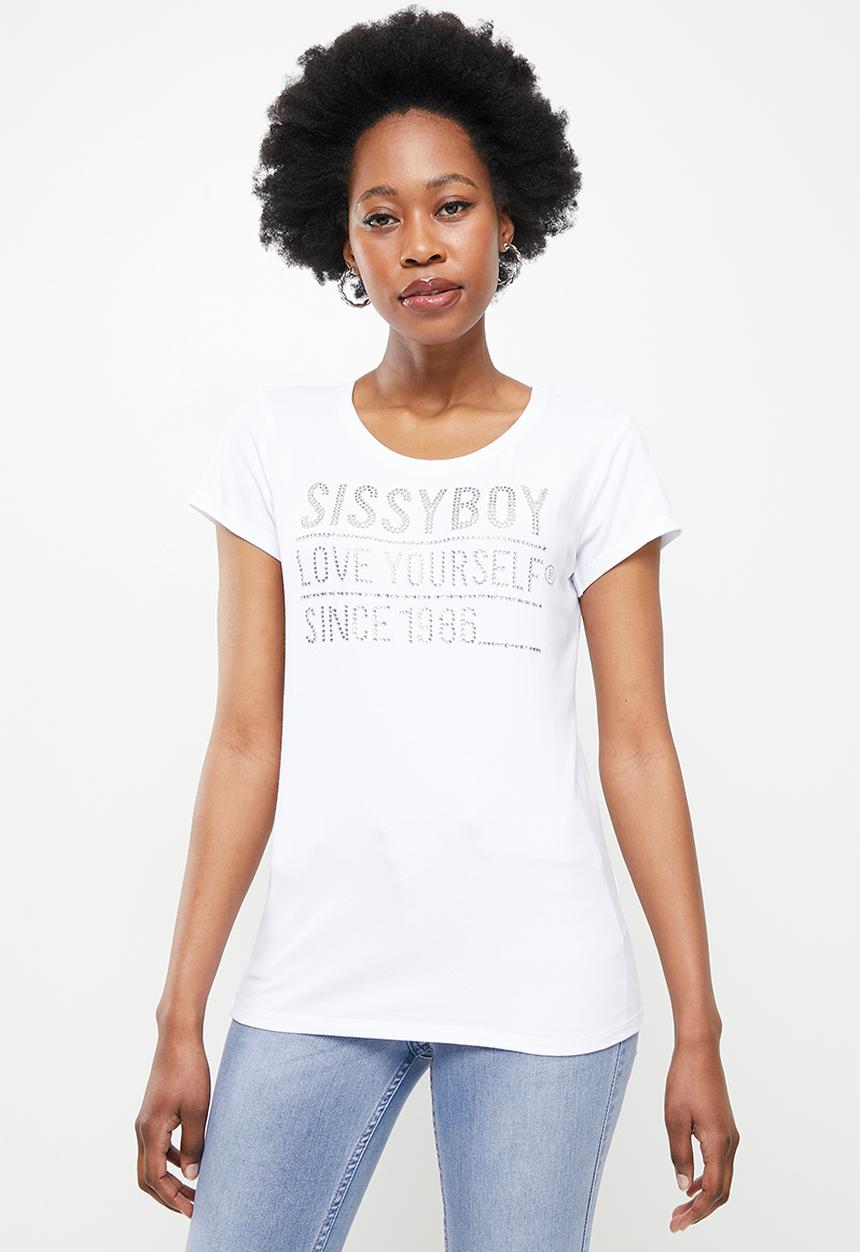 SISSY BOY - Regular fit logo top with short sleeves - white