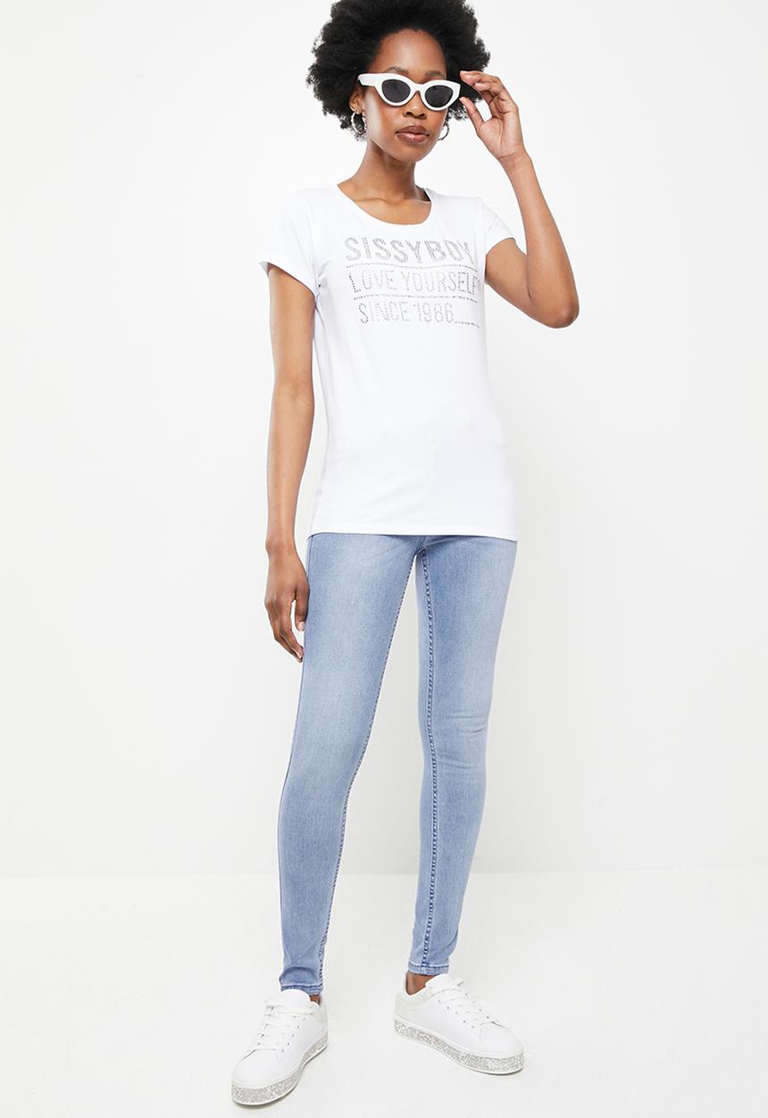 SISSY BOY - Regular fit logo top with short sleeves - white