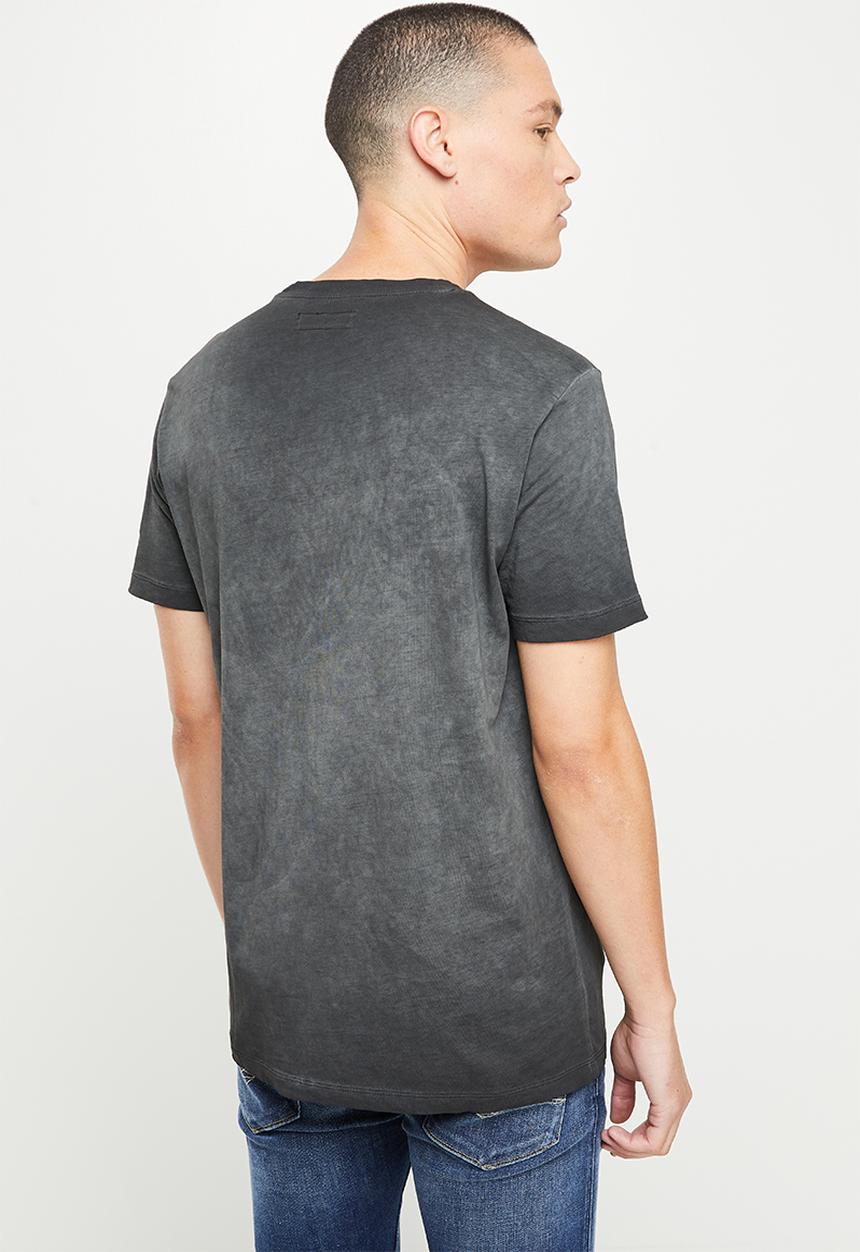 Replay - Garment dyed cotton jersey slogan - black