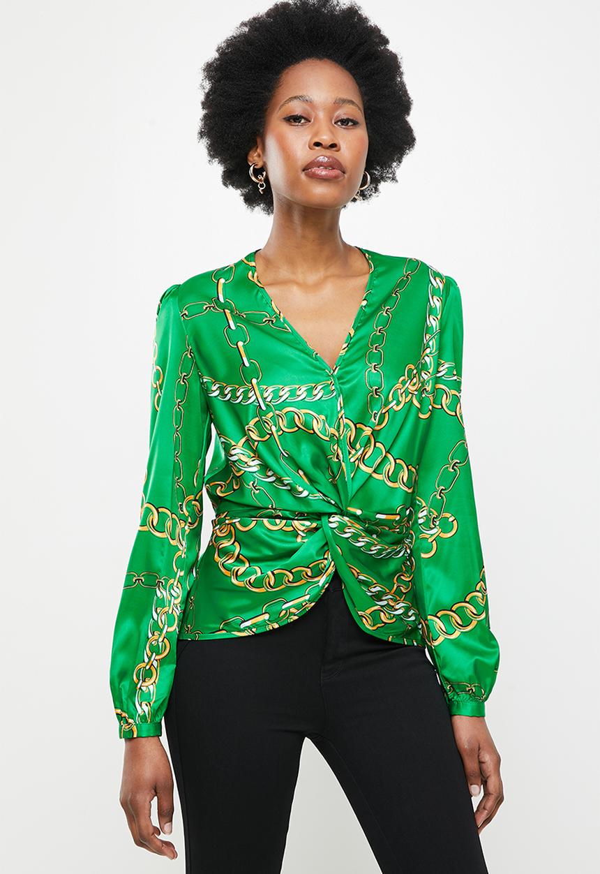 SISSY BOY - Blouse with knot front detail - green
