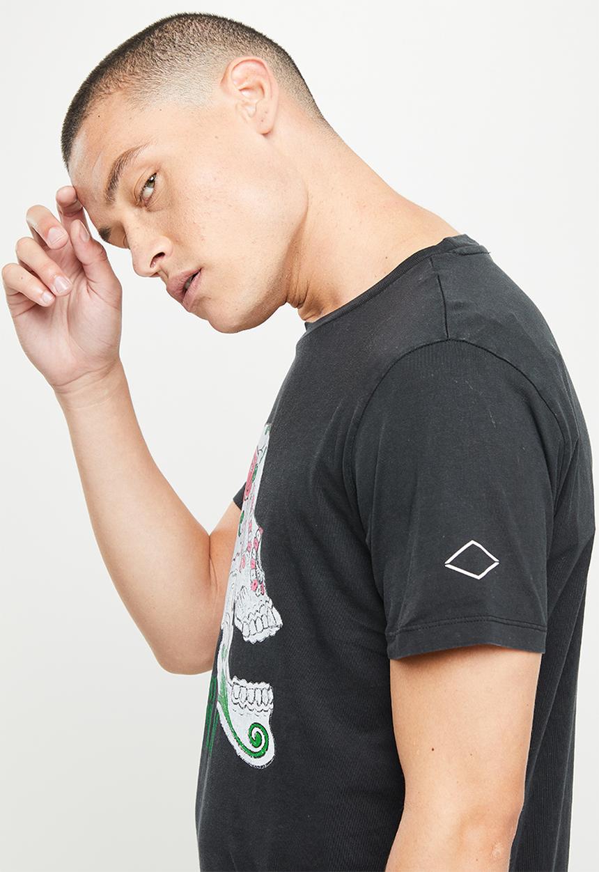 Replay - Skull and roses tee - black