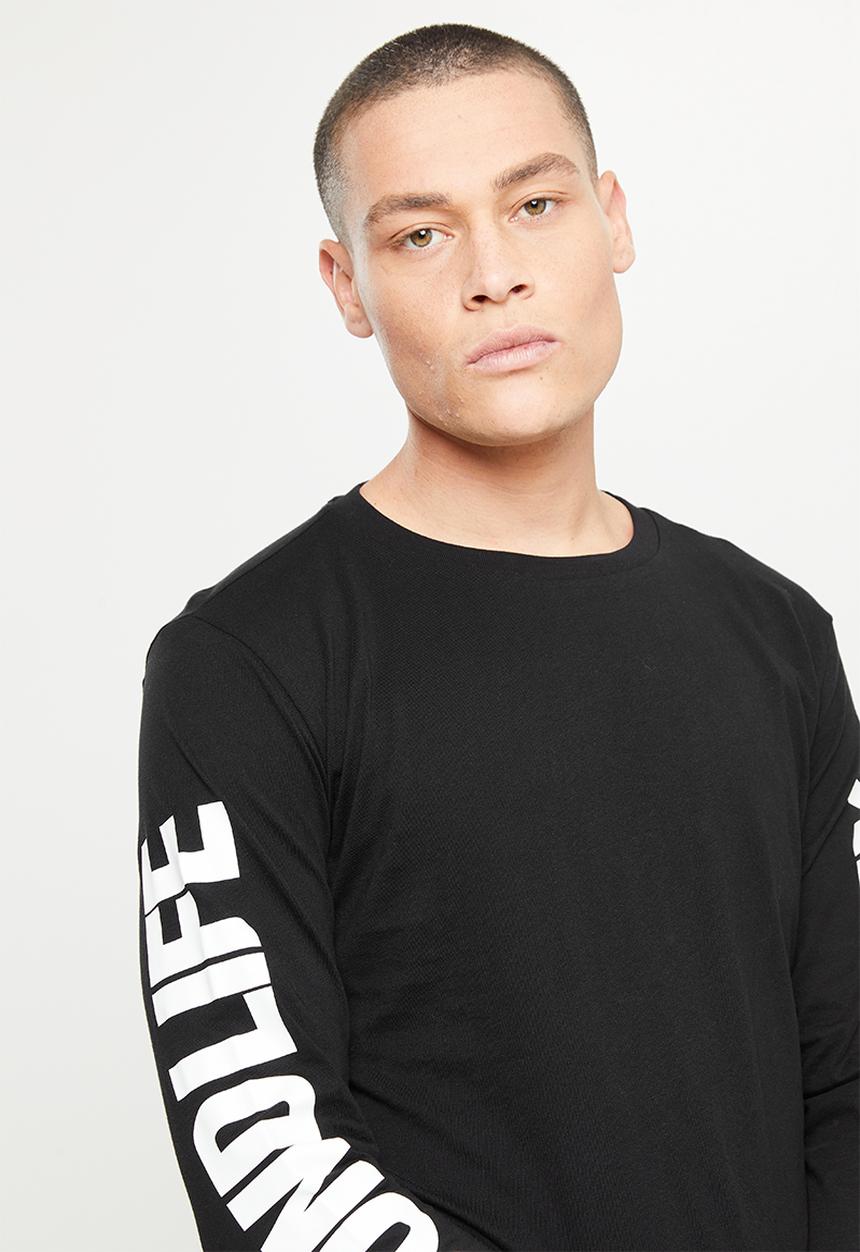 Replay - Basic jersey back print long sleeve - black
