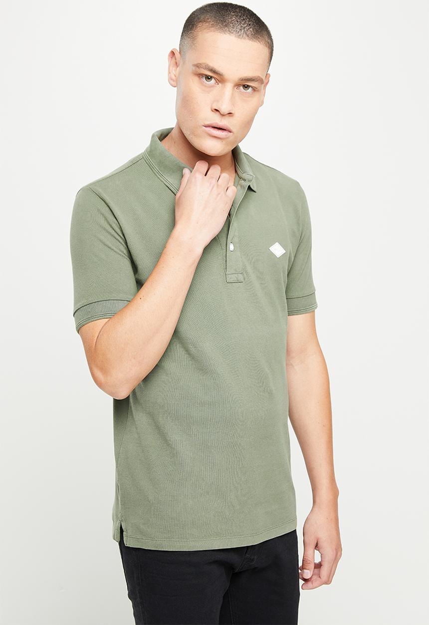 Replay - Garment dyed cotton piquet - olive